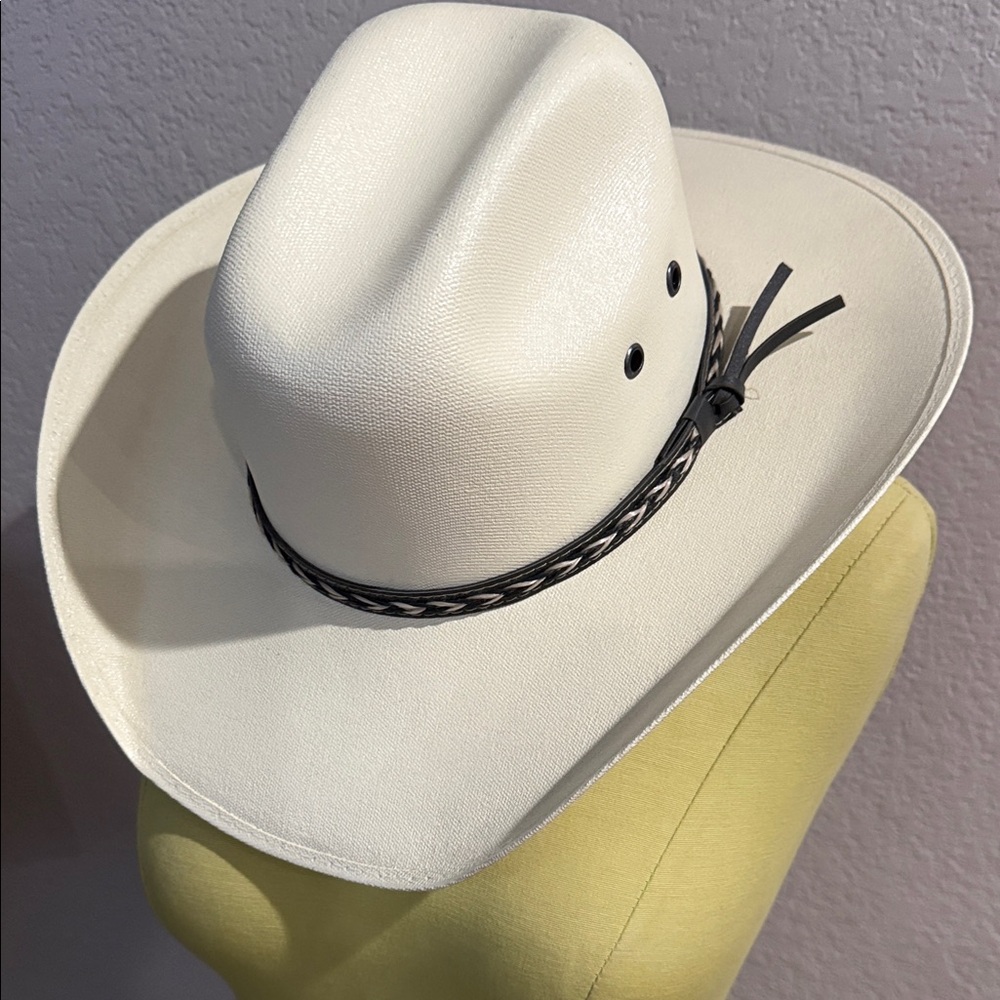 White Cowboy Hat with Braided Band - NWOT